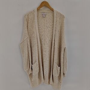 If it were me cozy cream knit open  cardigan size medium with pockets cotton